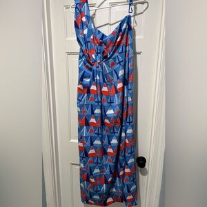 Vineyard Vines Red and Blue Sailboats Dress, Size 16